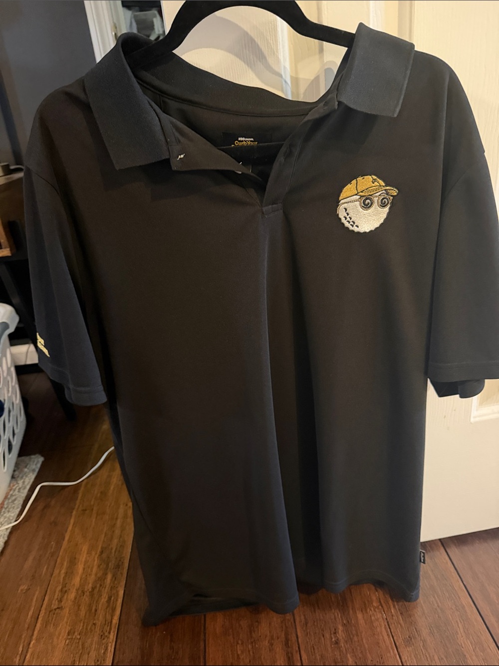Malbon x Curb your Enthusiasm - Black Polo Shirt with Golf Ball Patch